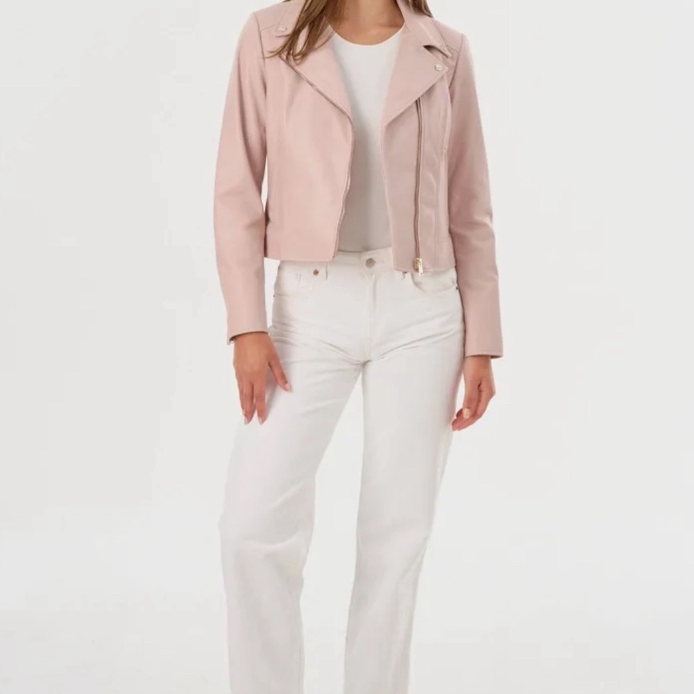 Neiman Marcus Soft Pink Leather Jacket - Picture 3 of 13